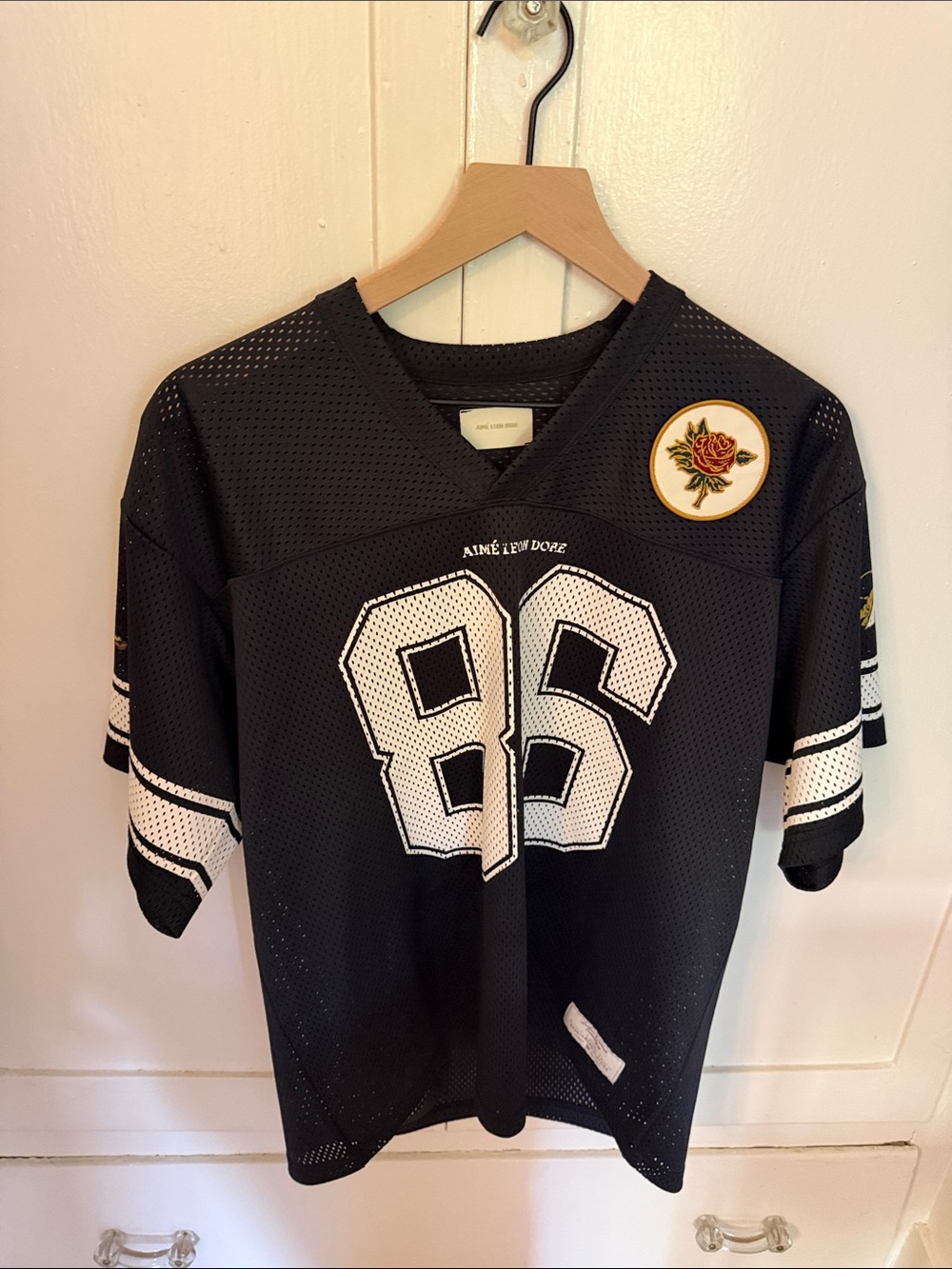 Aime Leon Dore Black Mesh '86' Jersey with Rose Patch